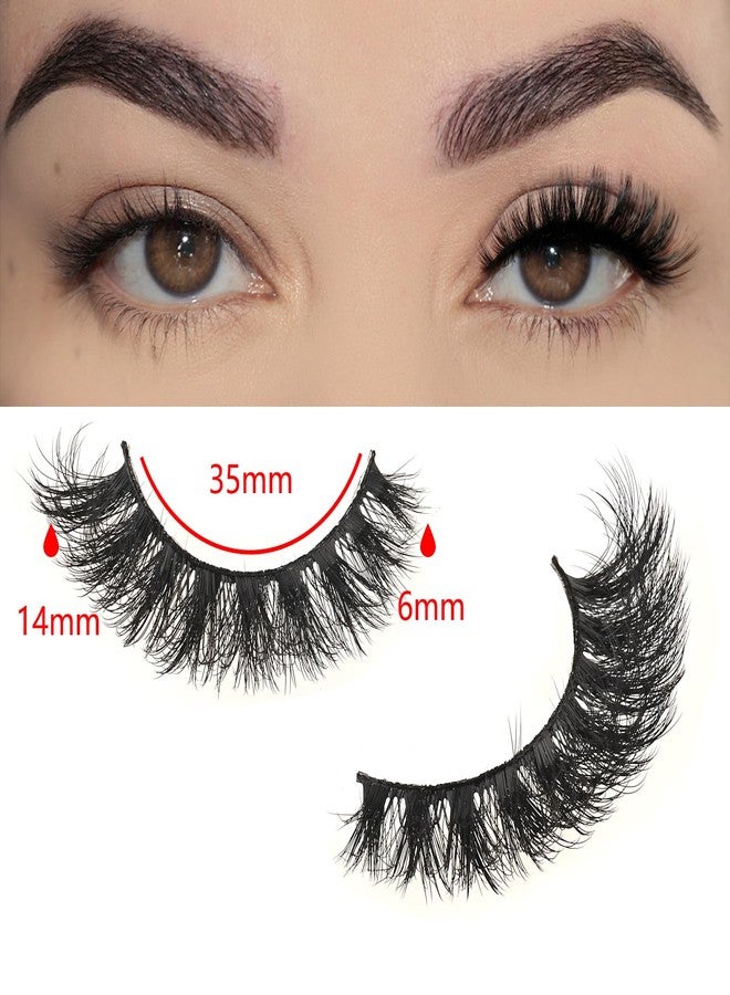 FARRED False Lashes Natural Strip Eyelashes 14mm Wispy Cat Eye Lash Strips Full Volume Mink Eyelash Pack Natural Look 10 Pairs Thick Fluffy Mink Russian Pestañas Postizas for Women - Image 2