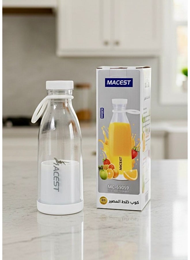 MACEST Portable fruit blender, wireless juice blender, small personal blender, USB rechargeable blender, blender cup, fruit mixing cup, smart juice maker, 1200 mAh battery, 420 ml capacity, smoothie blender for athletes, suitable for the gym, travel, and office, safe double-click operation, hidden sharp blades, smoothie and protein blender, easy to clean and carry, automatic shut-off after 30 seconds, anti-slip design, silicone hanging loop, drink directly from the cup, suitable for fruits and smoothies, handheld electric juice blender, fast charging via power bank, two-year warranty, 40W motor, portable fruit juicer, lightweight travel design, fresh juice mixing cup, protection against accidental operation, compatible with universal charging ports, personal juice mixing bottle, stable silicone base, 3.7V charging. - Image 1