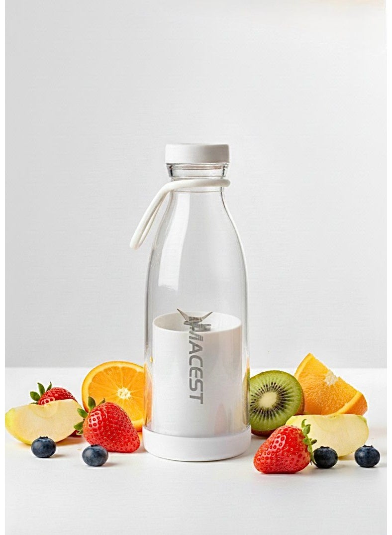 MACEST Portable fruit blender, wireless juice blender, small personal blender, USB rechargeable blender, blender cup, fruit mixing cup, smart juice maker, 1200 mAh battery, 420 ml capacity, smoothie blender for athletes, suitable for the gym, travel, and office, safe double-click operation, hidden sharp blades, smoothie and protein blender, easy to clean and carry, automatic shut-off after 30 seconds, anti-slip design, silicone hanging loop, drink directly from the cup, suitable for fruits and smoothies, handheld electric juice blender, fast charging via power bank, two-year warranty, 40W motor, portable fruit juicer, lightweight travel design, fresh juice mixing cup, protection against accidental operation, compatible with universal charging ports, personal juice mixing bottle, stable silicone base, 3.7V charging. - Image 3