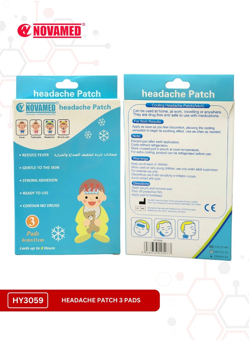 Headache Patch For KIds 3 PADS (4cm x 11cm) Last up to 8 Hours