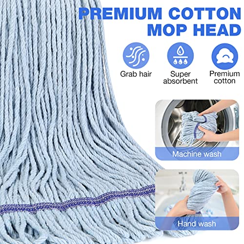 SOBONNE String Mop Heavy Duty for Floor Cleaning- Industrial Commercial Wet Mop with 59inch Mop Handle for Home,Garage,Office, Workshop, Warehouse Floor Cleaning - Image 3