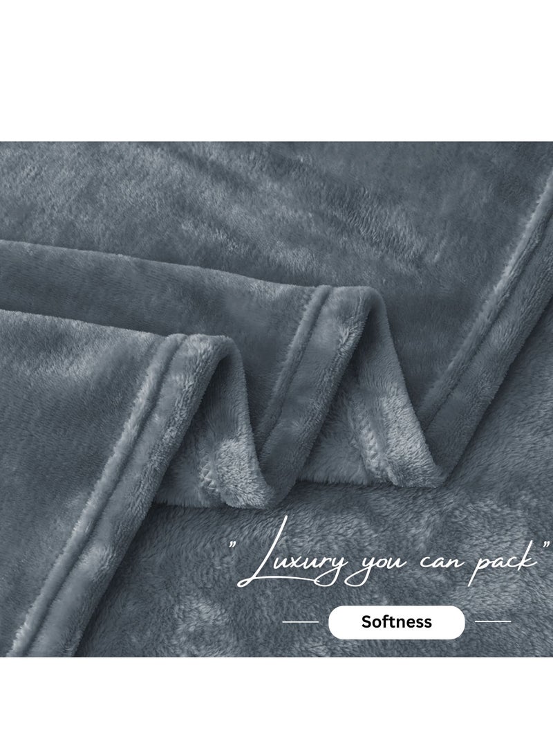 BSB HOME Plain Polar Fleece Heavy Weight Single Bed Travel Blanket Warm Soft & Comfortable for Winter/AC Room/Hotel/Donation/Travelling (Grey, 800 Gram, 60X90 Inches) - Image 3