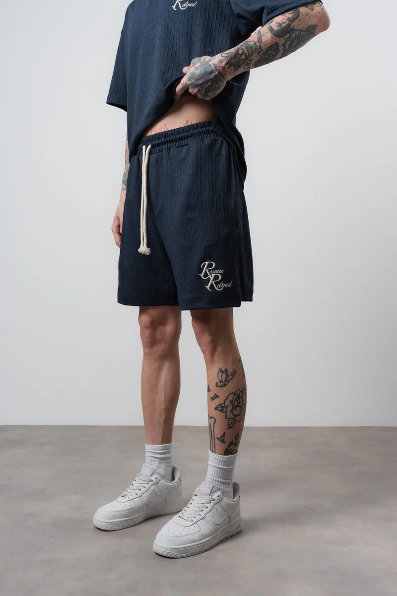 RESPIRE Men's Respire Relined Printed Shorts Navy Blue