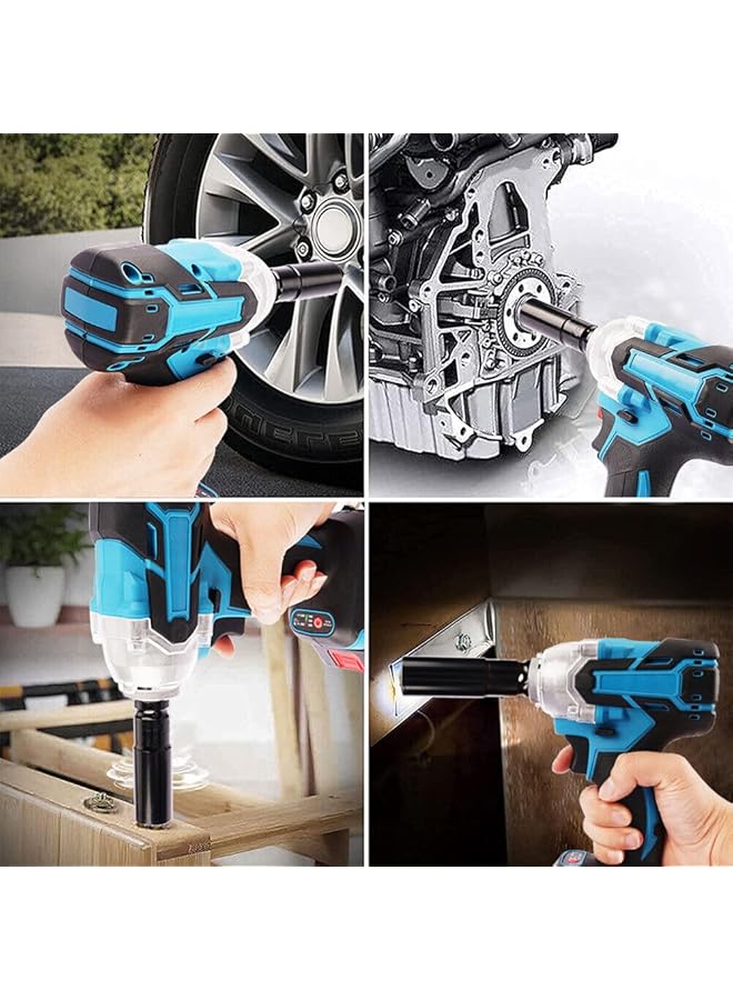 erorex Impact Wrench 1 2 Inch Heavy Duty Cordless Impact Wrench Kit With 2 Batteries For Car Tire Repair And Home Diy Projects Carry Case Blue - Image 2