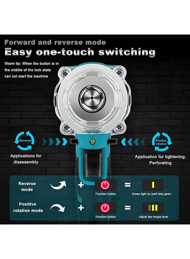 erorex Impact Wrench 1 2 Inch Heavy Duty Cordless Impact Wrench Kit With 2 Batteries For Car Tire Repair And Home Diy Projects Carry Case Blue - Image 5