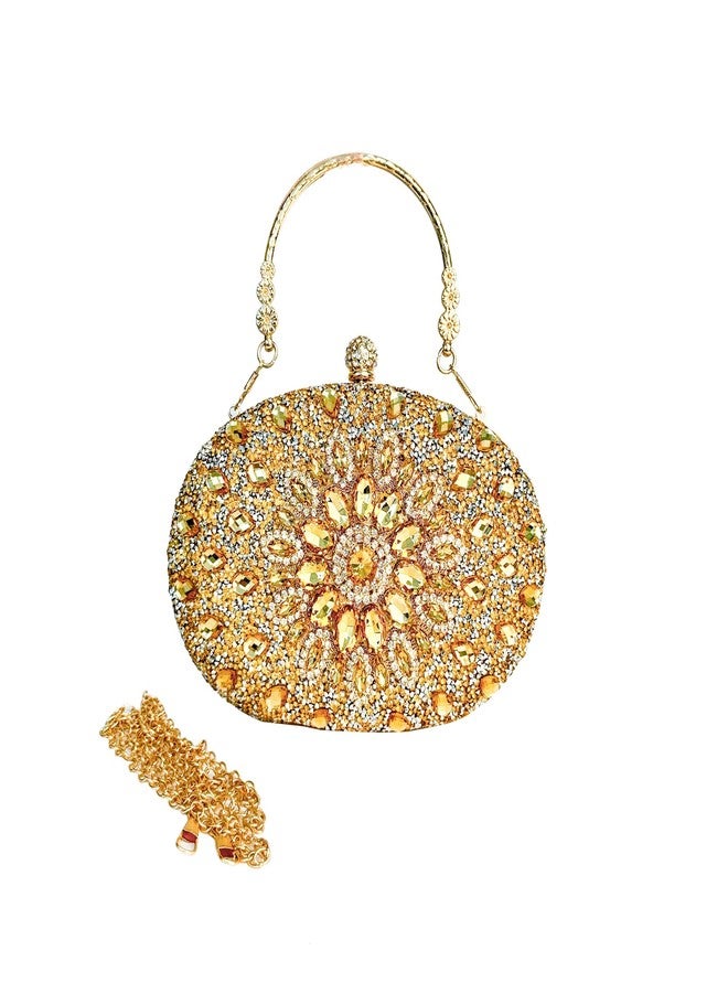 Eiyye Rhinestone Evening Bag Clutch Purse Women Handbag Gold Purse for Evening Wedding Party - Image 1