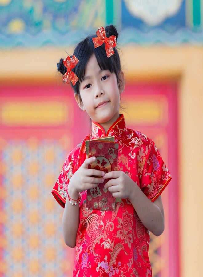 وولاين مجموعة والين من 3 أزواج من مشابك الشعر الحمراء ذات الطراز الصيني، مزينة بفيونكات مطرزة، مثالية لرأس السنة الجديدة، ومناسبة للأطفال الرضع والصغار، ولأعياد الميلاد ورأس السنة الصينية. - Image 5