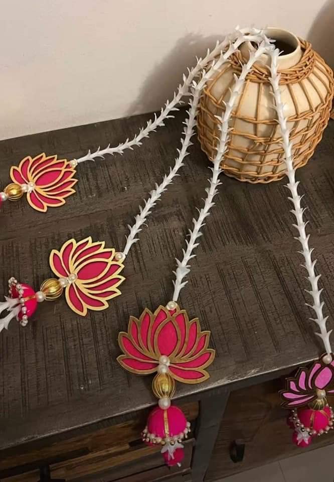 SP SELLPLUS Sellplus Lotus with Rajnigandha Jhumki String for Home Decoration All Festival Decor 