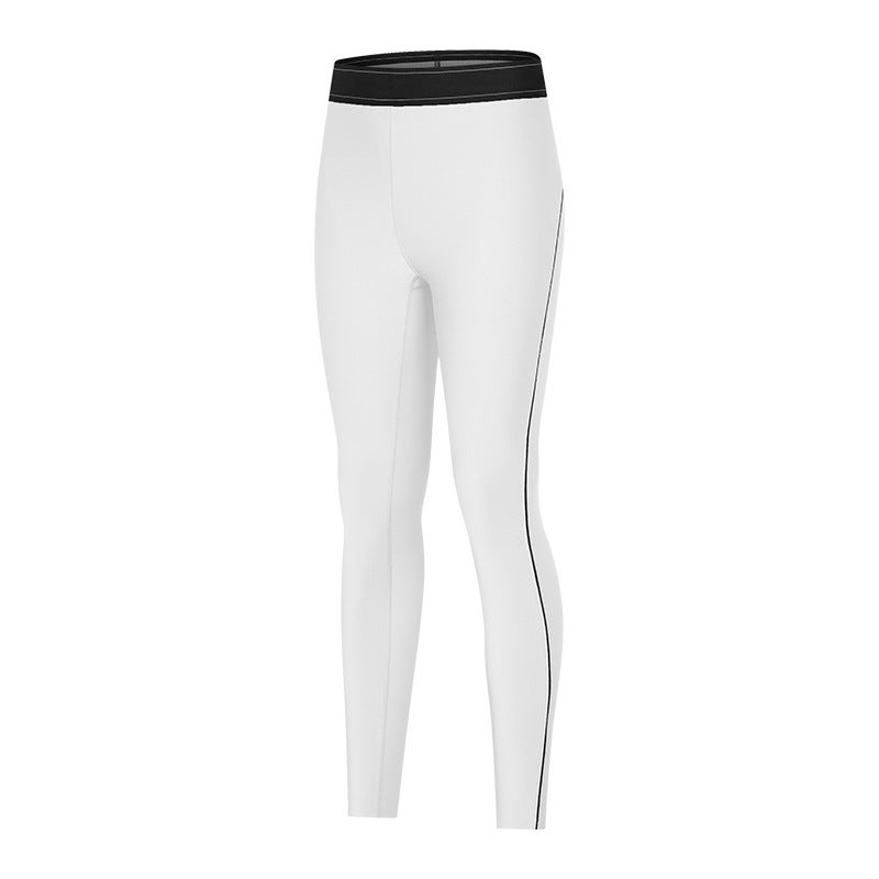 Generic New Cloud Feel Color-Block Elastic Waist Yoga Pants for Women Ben Cloth White - Image 1
