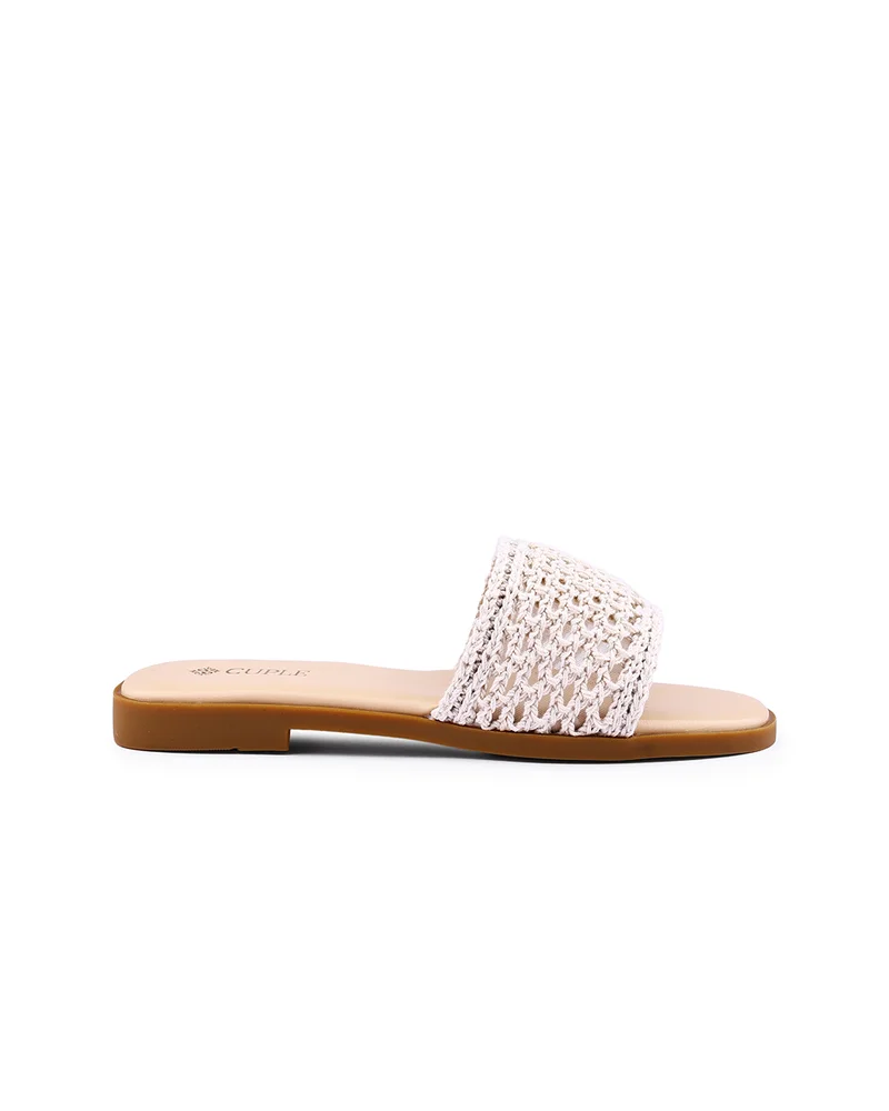 Cuple Womens weave patterned flat sandals