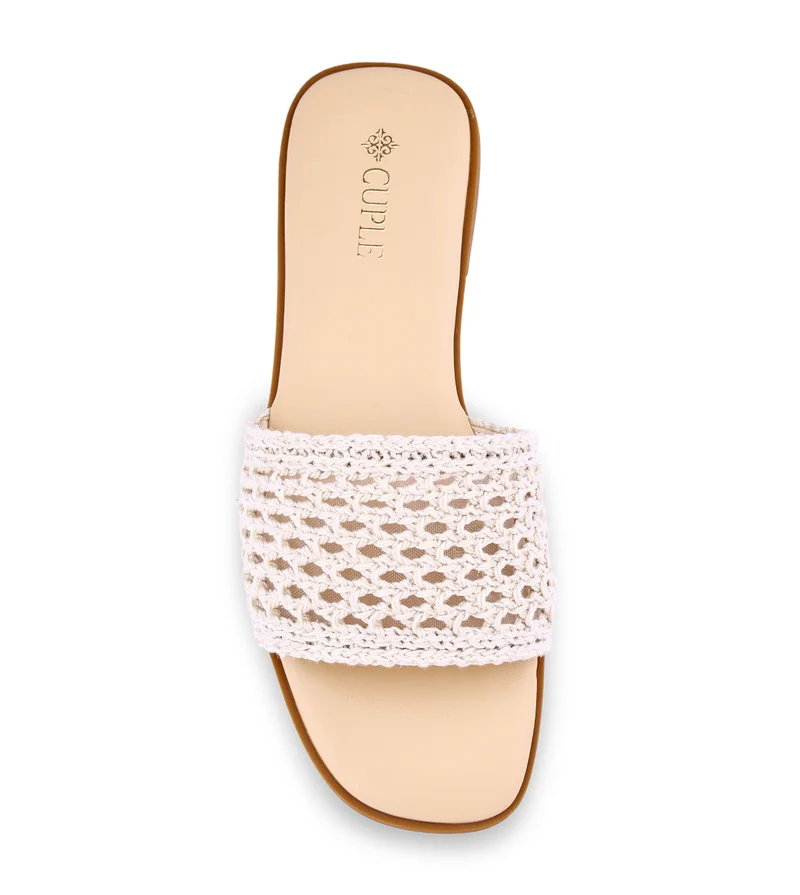 كابلي Womens weave patterned flat sandals