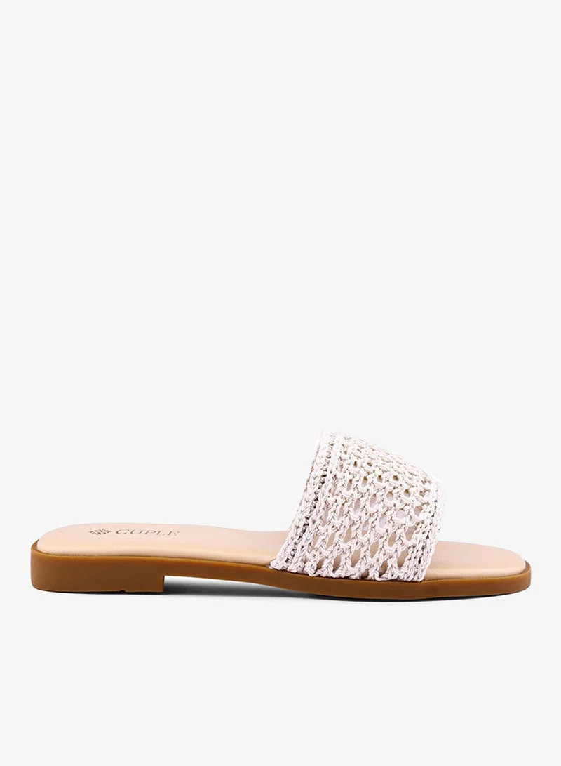 Cuple Womens weave patterned flat sandals