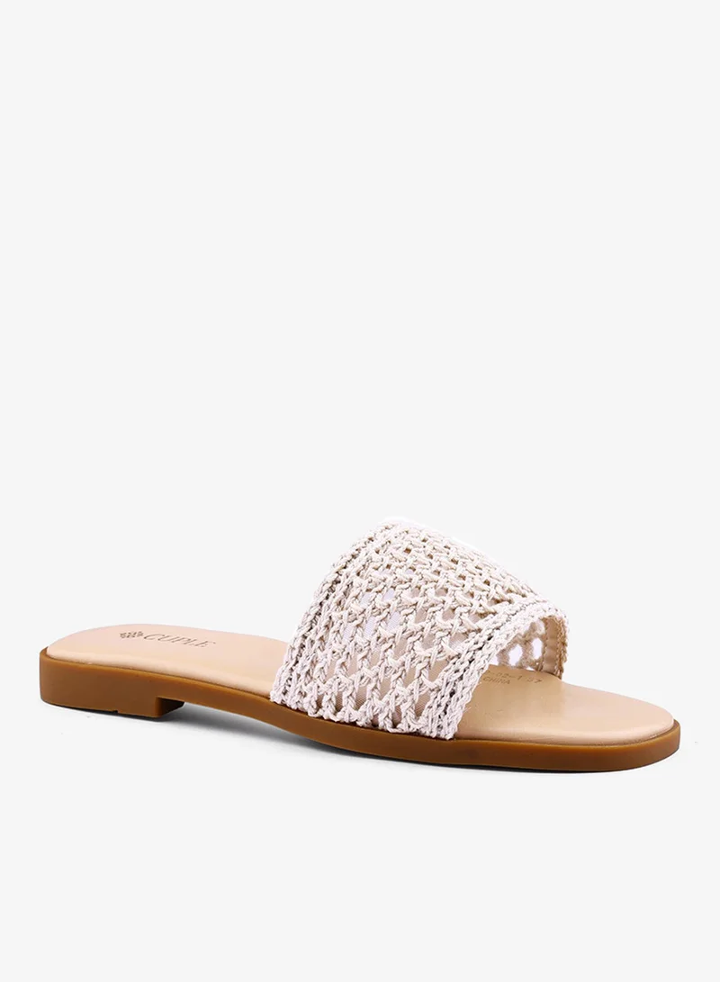 Cuple Womens weave patterned flat sandals