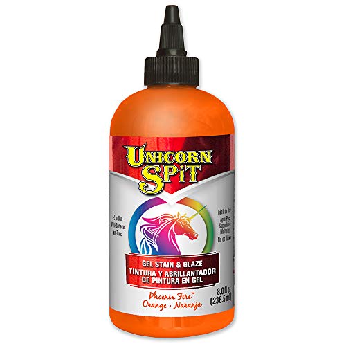 Unicorn SPiT 5771003 Gel Stain and Glaze, Phoenix Fire 8.0 FL OZ Bottle, Orange - Image 1