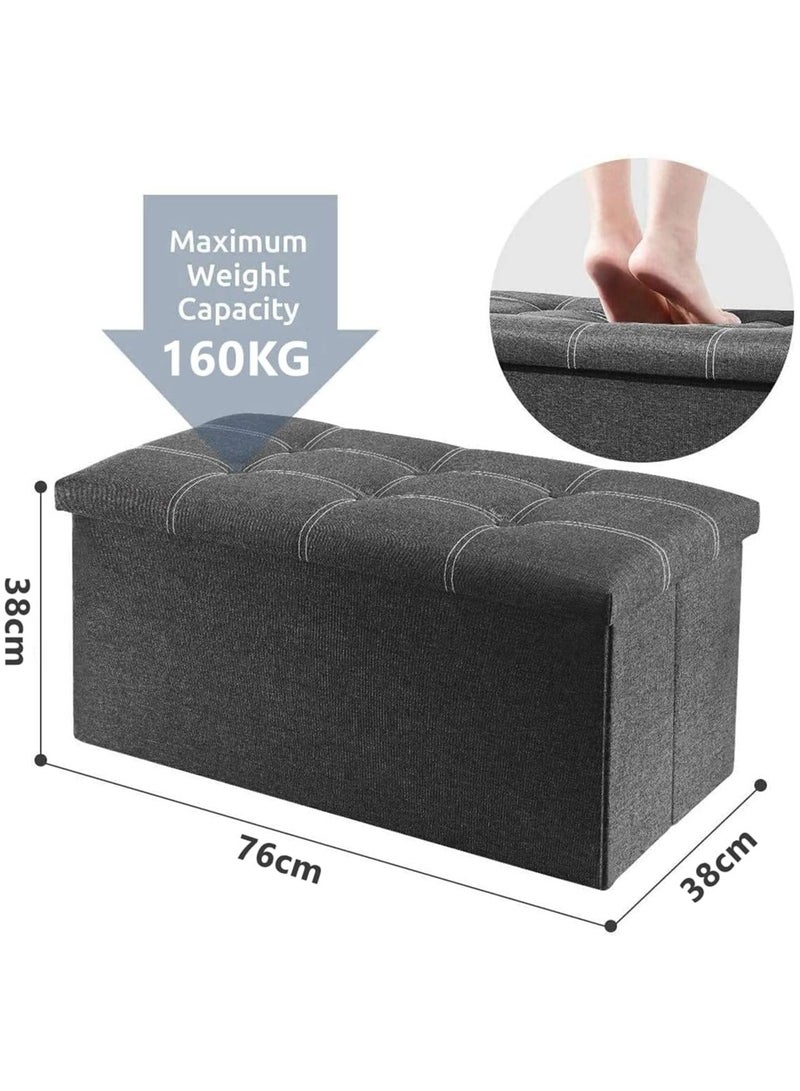 نهر قو مقعد عثماني تخزين قابل للطي لغرفة المعيشة ، مقعد تخزين 30 بوصة مع مقعد مبطن لمدخل غرفة النوم ، يحمل ما يصل إلى 350 رطلاً ، قماش كتان رمادي - Image 2