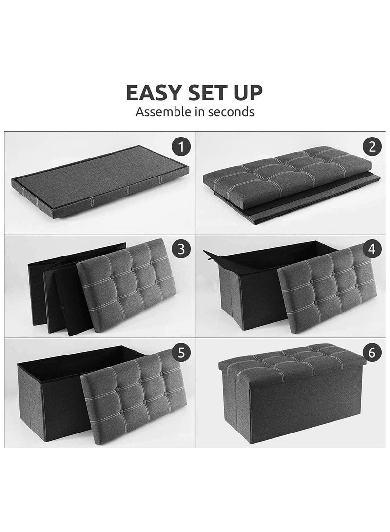 نهر قو مقعد عثماني تخزين قابل للطي لغرفة المعيشة ، مقعد تخزين 30 بوصة مع مقعد مبطن لمدخل غرفة النوم ، يحمل ما يصل إلى 350 رطلاً ، قماش كتان رمادي - Image 3