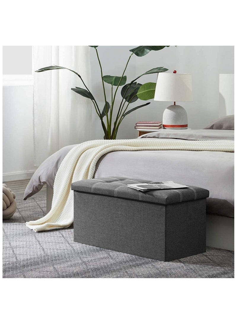 نهر قو مقعد عثماني تخزين قابل للطي لغرفة المعيشة ، مقعد تخزين 30 بوصة مع مقعد مبطن لمدخل غرفة النوم ، يحمل ما يصل إلى 350 رطلاً ، قماش كتان رمادي - Image 5