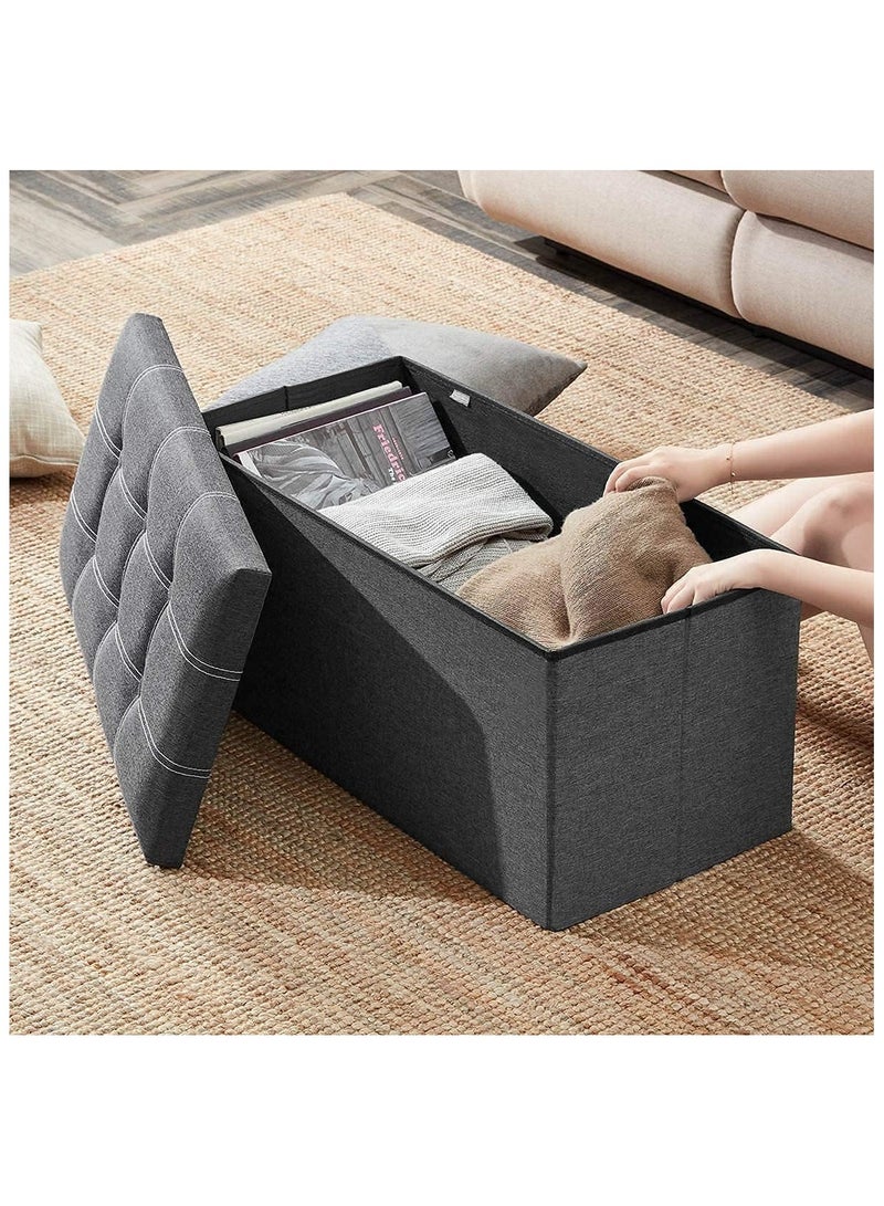 نهر قو مقعد عثماني تخزين قابل للطي لغرفة المعيشة ، مقعد تخزين 30 بوصة مع مقعد مبطن لمدخل غرفة النوم ، يحمل ما يصل إلى 350 رطلاً ، قماش كتان رمادي - Image 4