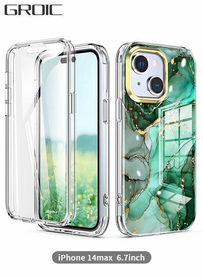 جرويك جراب لهاتف iPhone 14 Max، هاتف واقٍ مقاوم للصدمات من الرخام مع واقي شاشة PET واحد، غطاء للسقوط بدرجة عسكرية، غلاف TPU أنيق نحيف متوافق Max 6.7 بوصة - Image 1