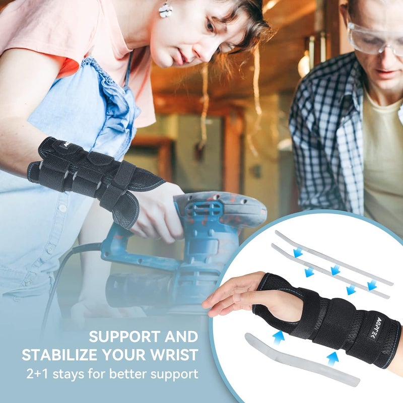 Wrist Brace for Carpal Tunnel Relief Night Support, Wrist Support Adjustable Hand Brace with 3 Stays, Women Men Wrist Splint for Tendonitis, Arthritis, Sprains, Fits for Right Left Hand 1 Pack - Image 5