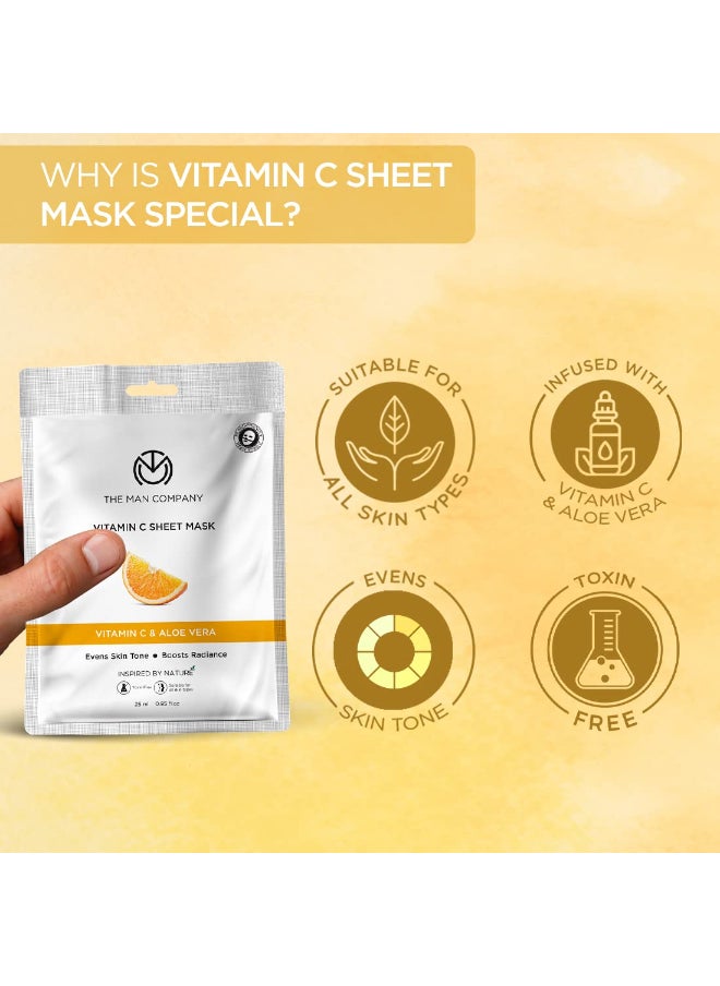 The Man Company Vitamin C Sheet Mask With Hyaluronic Acid And Lemon Deep Cleanses And Removes Excess Oil 25Ml  - Image 5