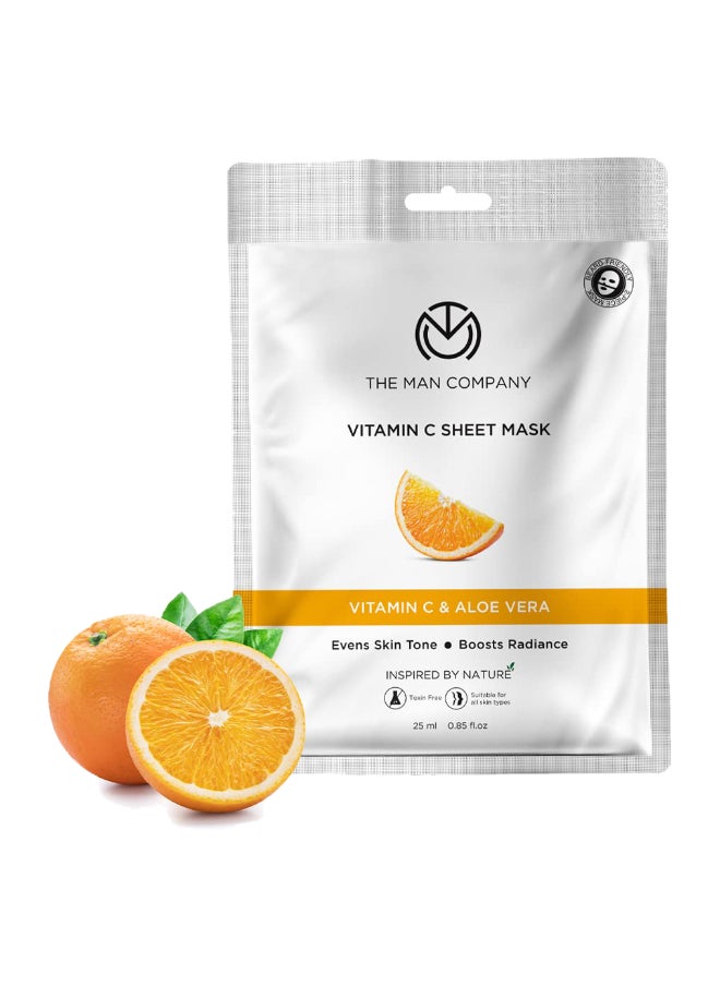 The Man Company Vitamin C Sheet Mask With Hyaluronic Acid And Lemon Deep Cleanses And Removes Excess Oil 25Ml  - Image 1