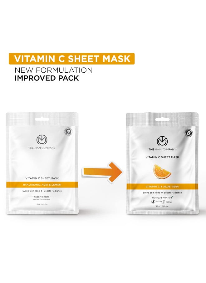 The Man Company Vitamin C Sheet Mask With Hyaluronic Acid And Lemon Deep Cleanses And Removes Excess Oil 25Ml  - Image 2