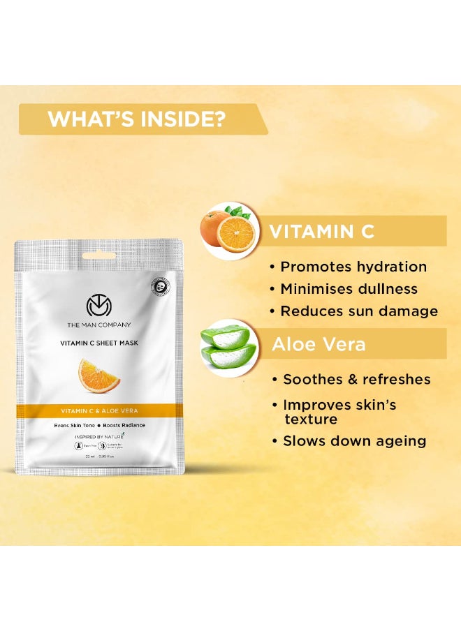 The Man Company Vitamin C Sheet Mask With Hyaluronic Acid And Lemon Deep Cleanses And Removes Excess Oil 25Ml  - Image 3