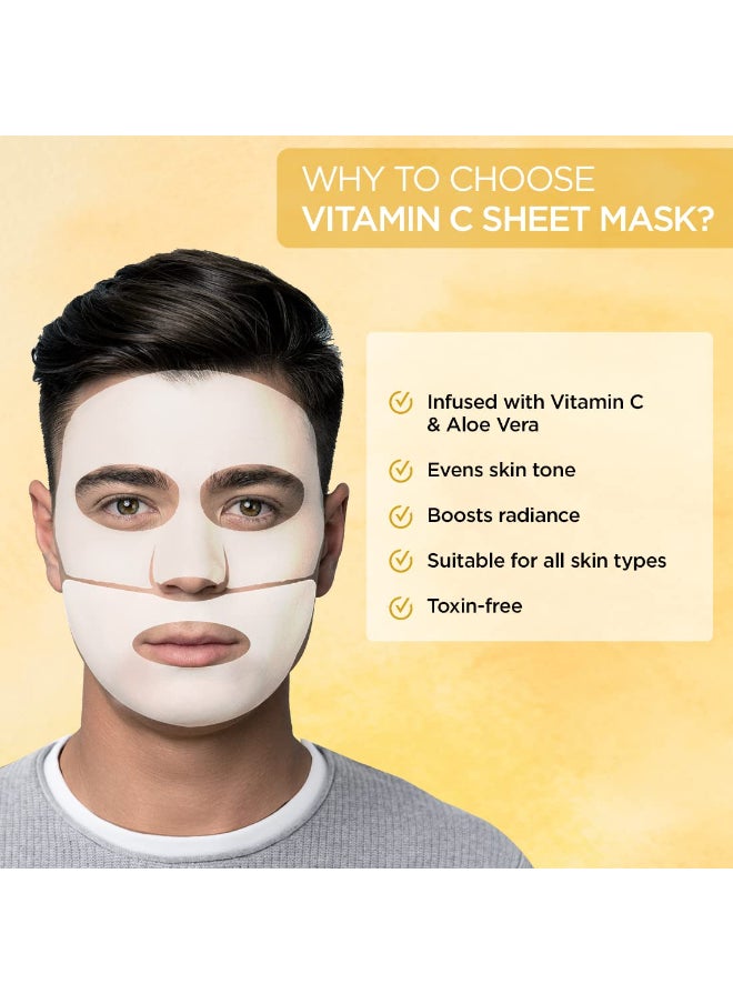 The Man Company Vitamin C Sheet Mask With Hyaluronic Acid And Lemon Deep Cleanses And Removes Excess Oil 25Ml  - Image 4