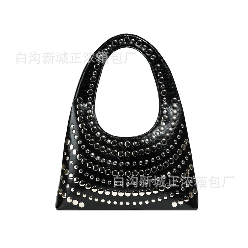 Fashion Women'S Bag 2025 Casual Stylish Trendy Rivet Armpit Bag Ins Texture Popular Single Shoulder Crossbody Bag - Image 1