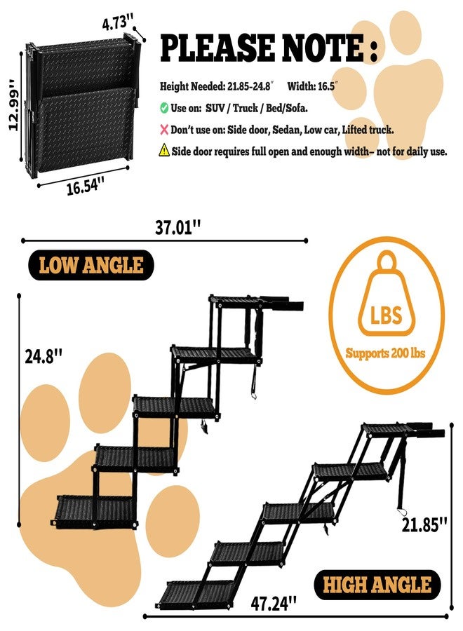 Zendova Dog Stairs for Car - Foldable 5-Step Non-Slip Pet Stairs for Home, Lightweight Dog Steps for Senior & Small Dogs to SUV, Truck, Bed - Supports 200 lbs - Image 2