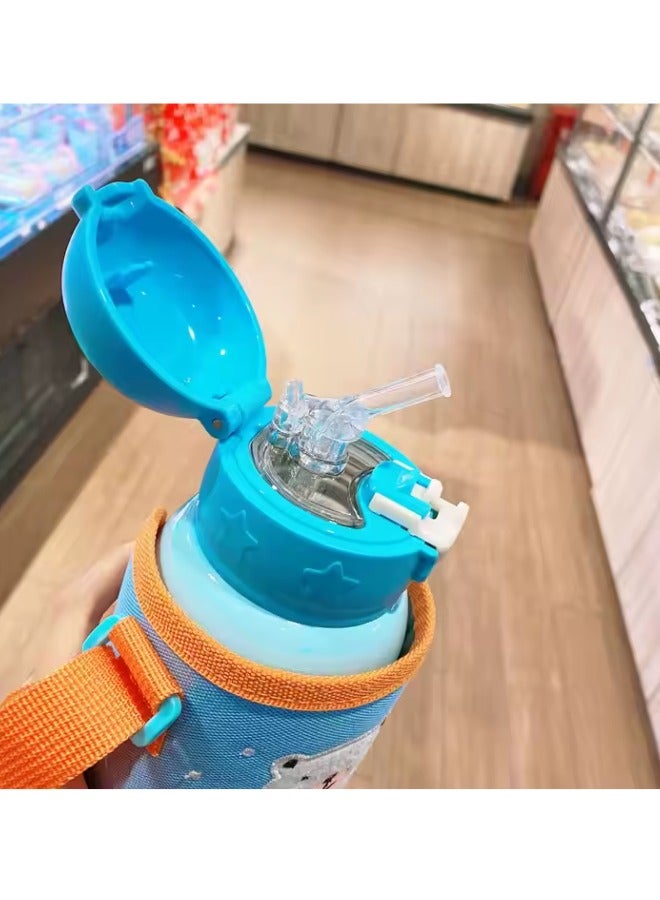 Twisoo Twisoo Stainless Steel Water Bottle with Straw Lid, Reusable Double-Walled Vacuum Insulated Metal Flask, Leak-Proof Sports Water Bottle with Shoulder Strap, for Hot & Cold Drinks, 500ml (Blue) - Image 2