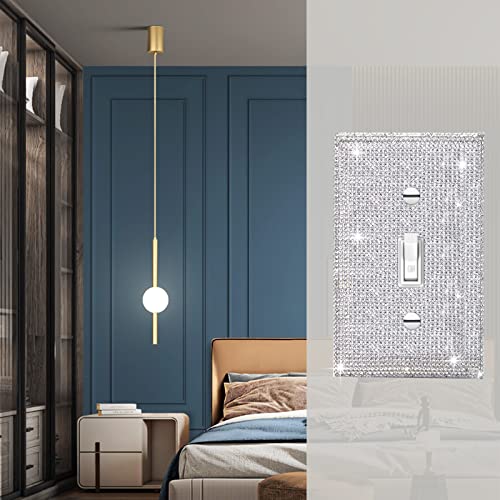Gaocai 6 Pcs Gaocai Shiny Silver Rhinestones Wall Plates Light Switch Cover Plate Decorative Wall Plate Single Toggle Switch Plates - Image 5