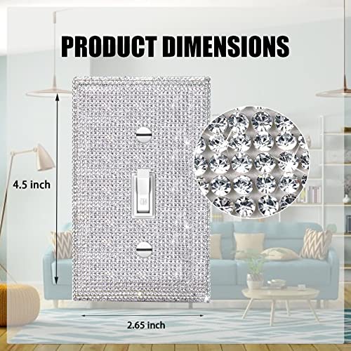 Gaocai 6 Pcs Gaocai Shiny Silver Rhinestones Wall Plates Light Switch Cover Plate Decorative Wall Plate Single Toggle Switch Plates - Image 2