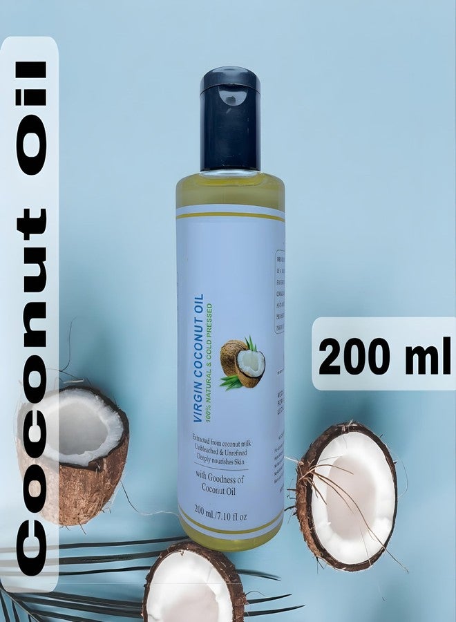 Glamezone Cold Pressed & Unrefined Extra Virgin Coconut Oil Certified Organic & Naturally Hair Oil (200 ml) - Image 2