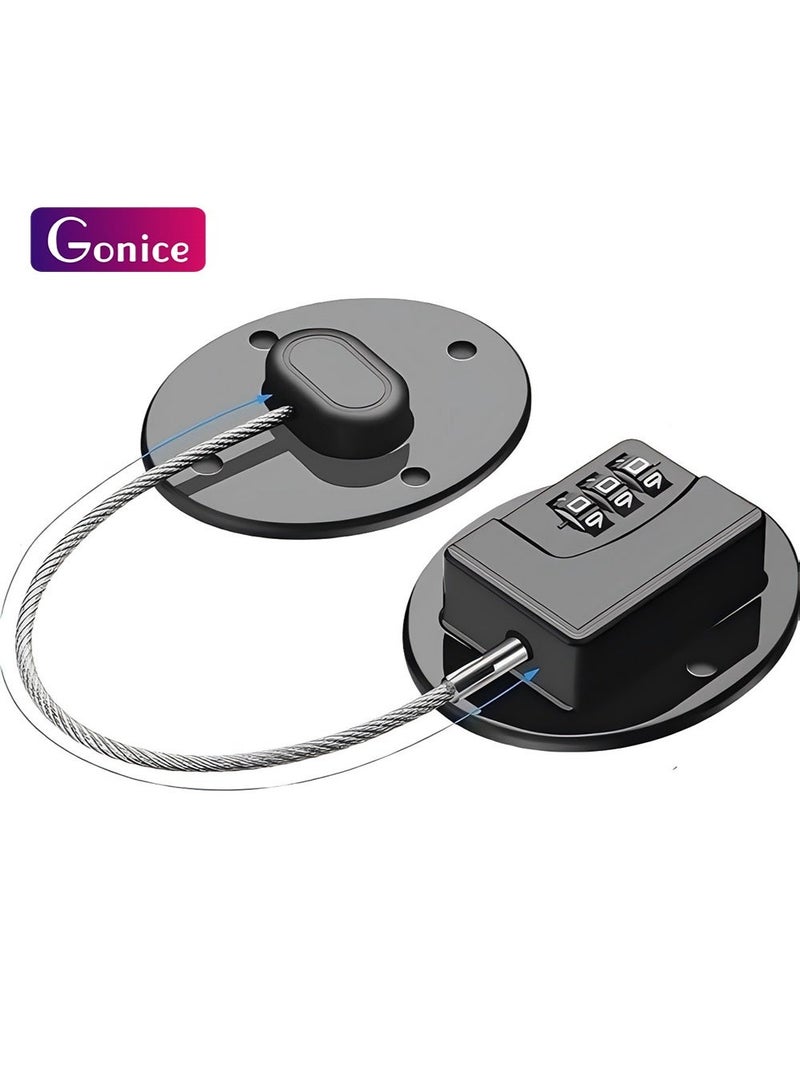 Gonice Refrigerator Locks with Code, Child Cabinet and Drawer Locks | Keyless 3-digit combination cable locks with no-drill adhesive for fridges, freezers, cabinets, drawers and tool chests - Image 1