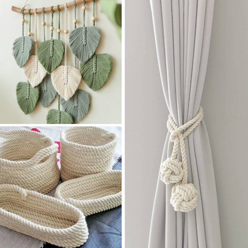 NOANTA Natural Macrame Cord 3mm x 220Yards, Beige Macrame Rope, Cotton Cord for Wall Hanging, Plant Hangers, Christmas Crafts, Knitting - Image 3