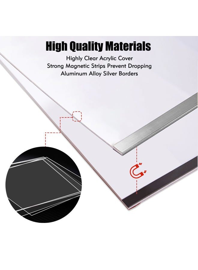 Golemas Acrylic Magnetic Sign Holder, Easy-Opening 8.5 x 11 Wall Mount Display Frames, Self Adhesive Back Plastic Clear Document Frame, Silver Aluminium Strips Frame (8.5 x 11, 12Pack) - Image 4