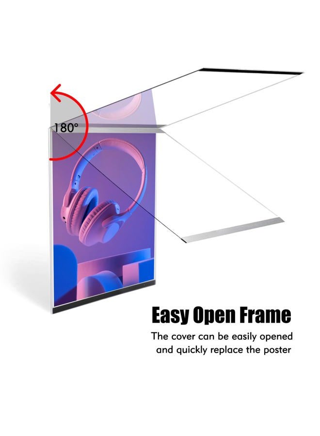 Golemas Acrylic Magnetic Sign Holder, Easy-Opening 8.5 x 11 Wall Mount Display Frames, Self Adhesive Back Plastic Clear Document Frame, Silver Aluminium Strips Frame (8.5 x 11, 12Pack) - Image 3