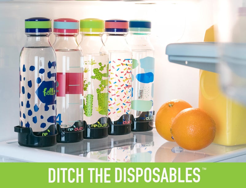 Reduce WaterWeek Reusable Water Bottle Set  20oz - Plastic Reusable Water Bottle Set of 5  Plus Fridge Tray - BPA-Free  Leak Proof Twist Off Cap - Bliss - Image 4