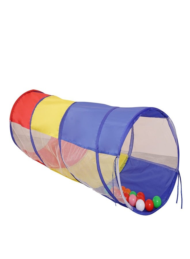 LimitlessFunN Crawling Kids Play Tunnel [ Pop Up Portable Rainbow Tunnel ] for Children, Toddlers, Boys & Girls, Pet, Dogs & Cats, Indoor & Outdoor Toys (Red, Yellow, Blue with mesh) - Image 1
