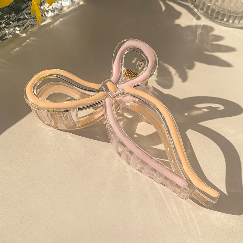Generic 2024 Shark Clip Hair Accessory Large 1# lotus root pink color-ribbon bow tie hairpin 