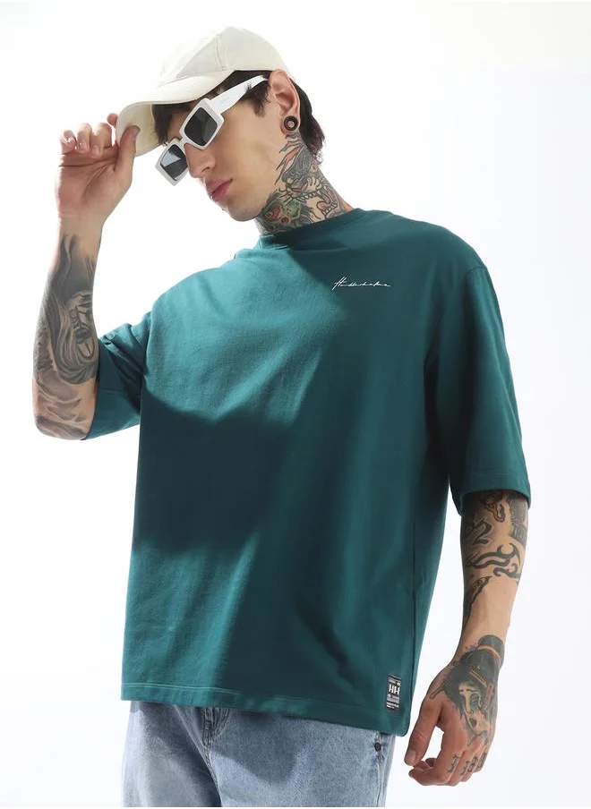 هوبرهولمي Green T-shirts Solid Slip-on Knitted Crew Neck Half Sleeves T-Shirt for Men – Style that defines you