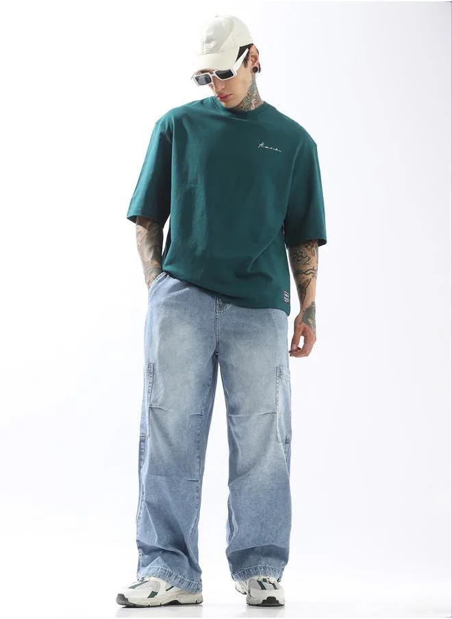 هوبرهولمي Green T-shirts Solid Slip-on Knitted Crew Neck Half Sleeves T-Shirt for Men – Style that defines you