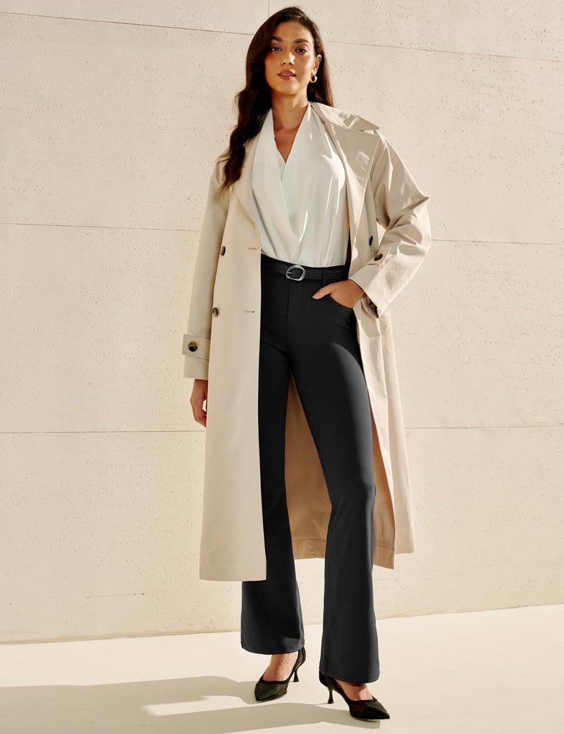 IUGA Womens Dress Pants Bootcut Business Casual Work Pants with Pockets Stretchy Slacks Pull On Trousers Office Black - Image 3