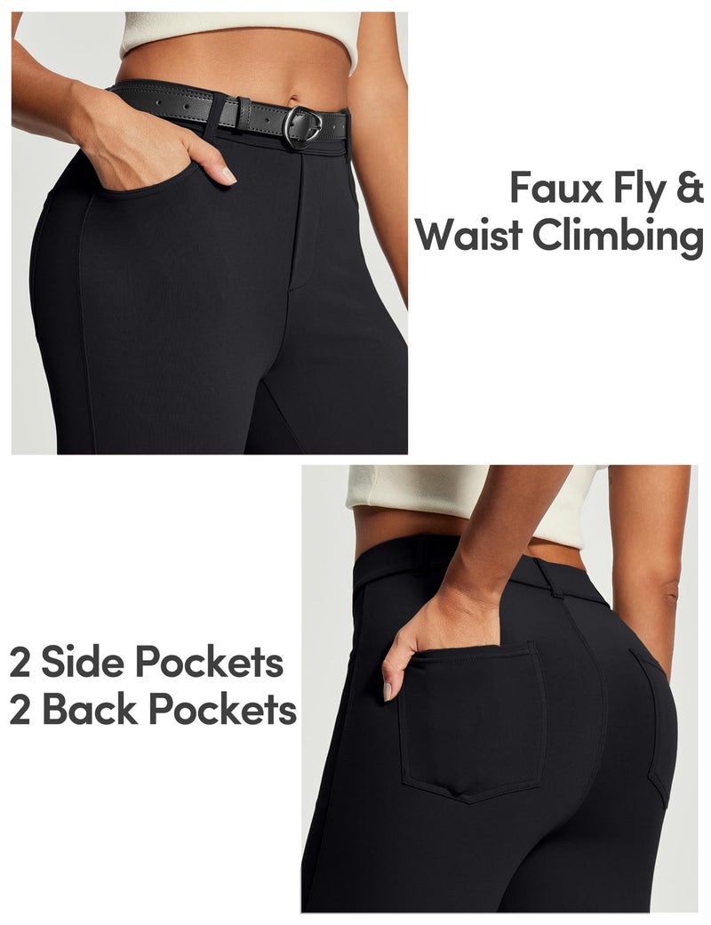 IUGA Womens Dress Pants Bootcut Business Casual Work Pants with Pockets Stretchy Slacks Pull On Trousers Office Black - Image 5