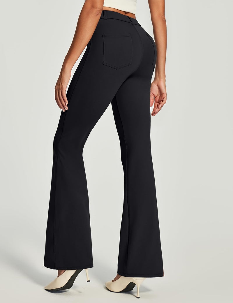 IUGA Womens Dress Pants Bootcut Business Casual Work Pants with Pockets Stretchy Slacks Pull On Trousers Office Black - Image 2