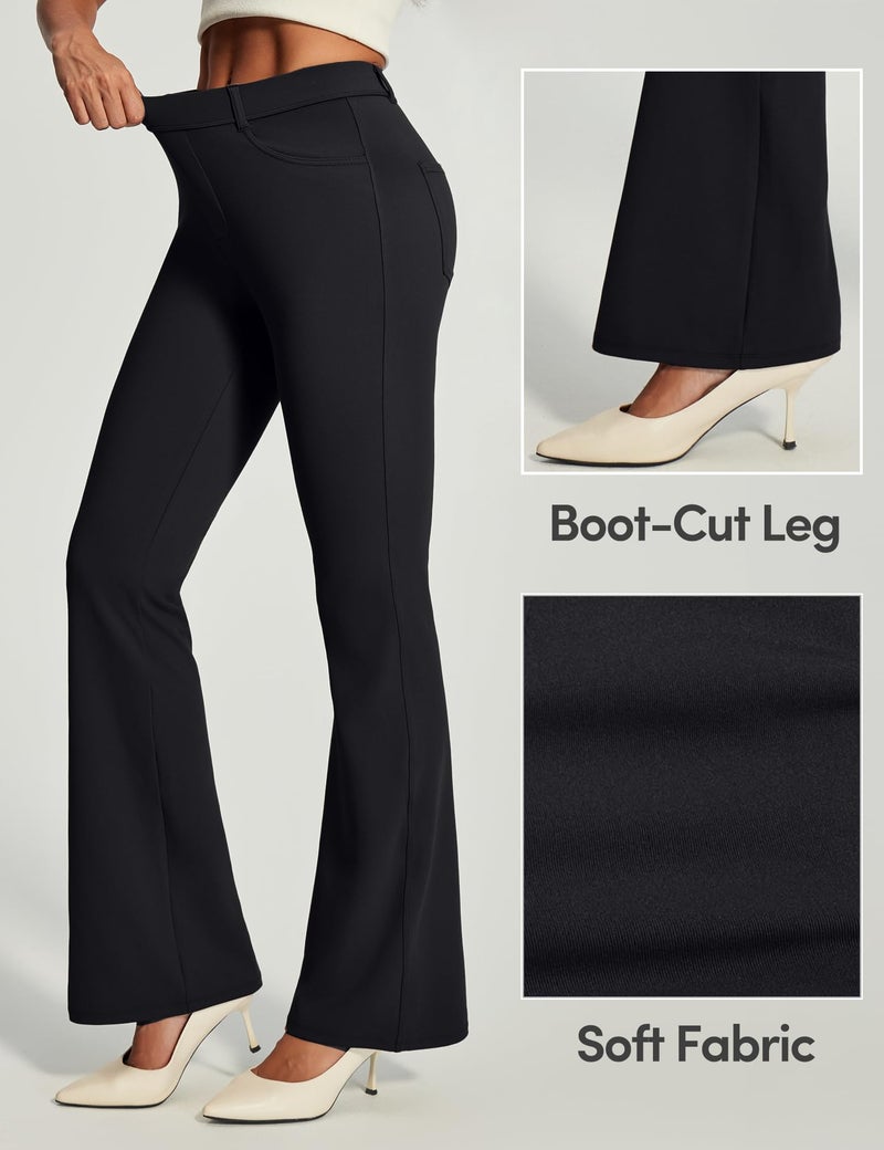 IUGA Womens Dress Pants Bootcut Business Casual Work Pants with Pockets Stretchy Slacks Pull On Trousers Office Black - Image 4