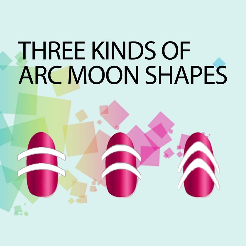 TailaiMei 36 Sheets 1368 Pieces French Manicure Nail Art Stickers, 3 Designs Self-Adhesive Nail Tips Guides for DIY Decoration Stencil Tools (3 Moon Shape Design, 36 Sheets) - Image 2