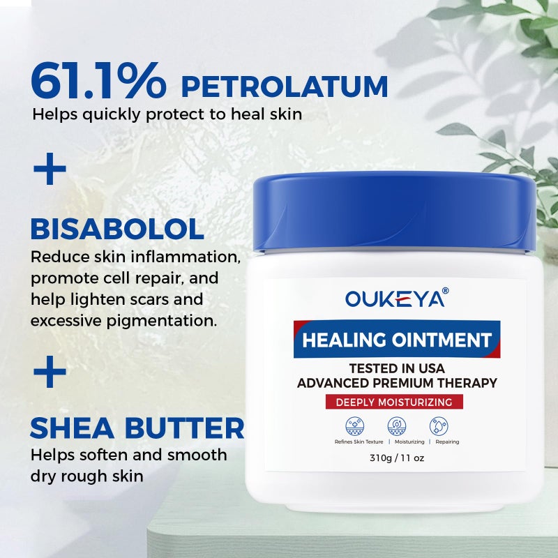 OUKEYA Healing Ointment, Advanced Therapy Skin Protectant, Multi-Purpose Healing Ointment and Body Moisturizer, For Dry, Cracked Skin, Minor Cuts and Burns, Soothes Cracked Hands and Chapped Lips - Image 4